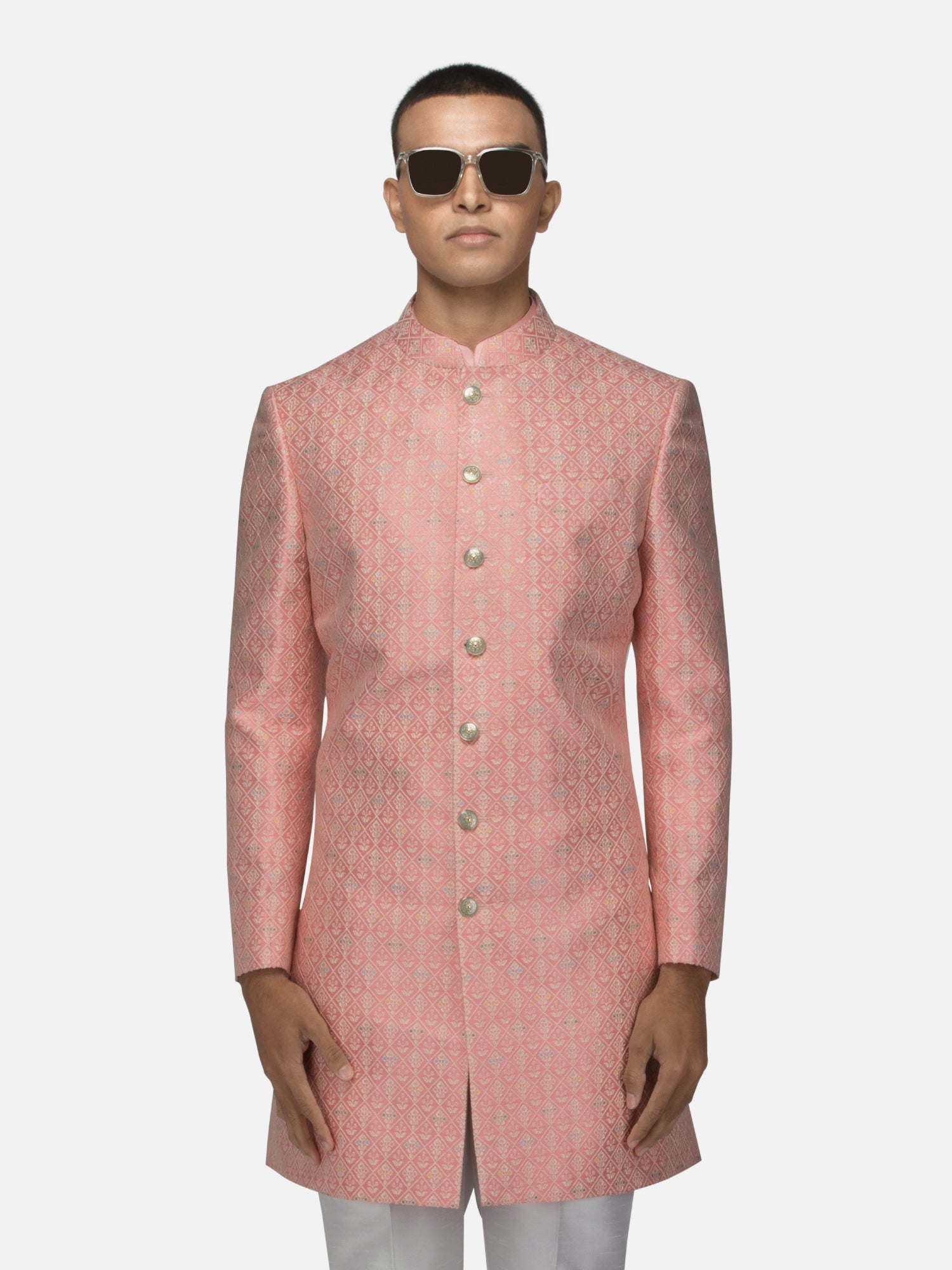 Peach Flora sherwani