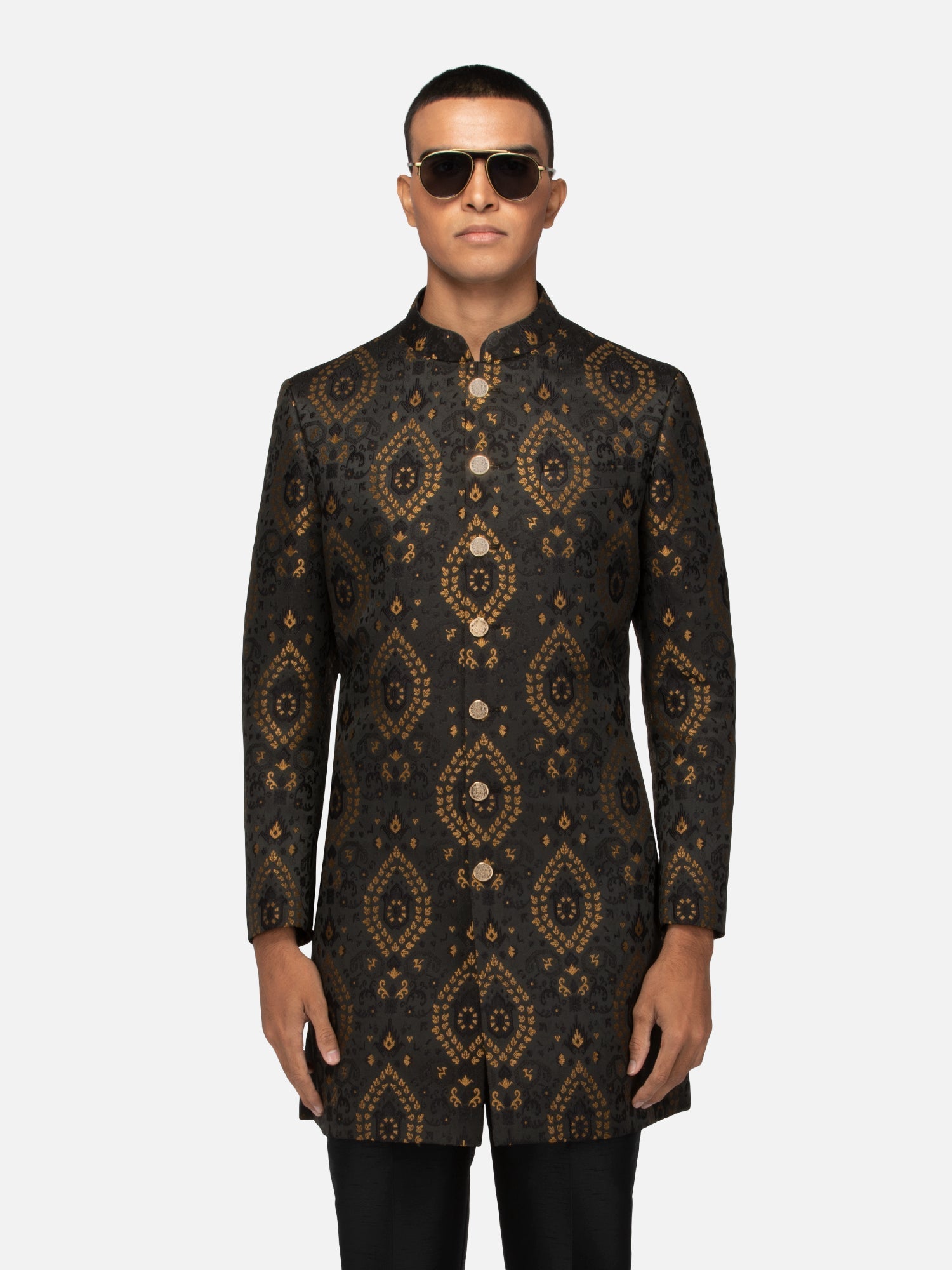 Black Rajputana sherwani