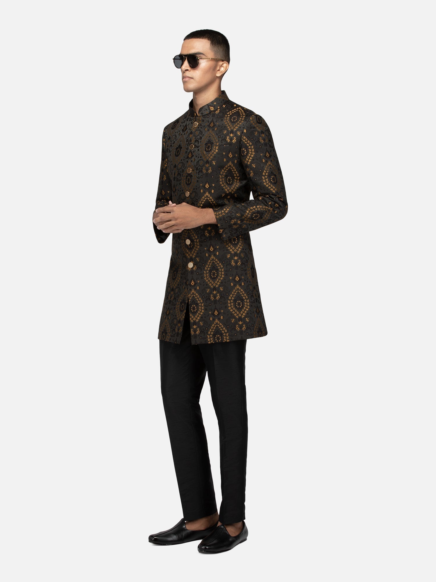 Black Rajputana sherwani