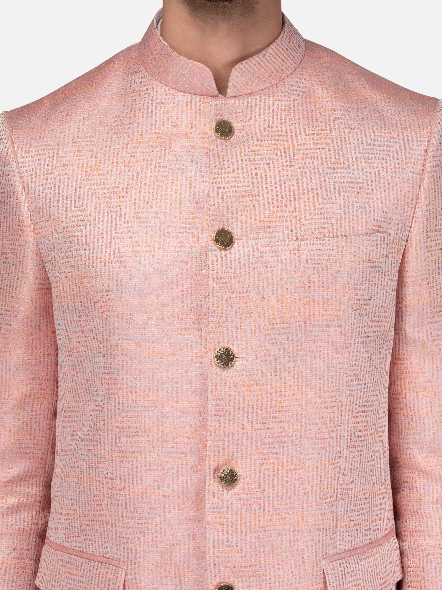 Blush pink Galaxy-Tex bandhgala