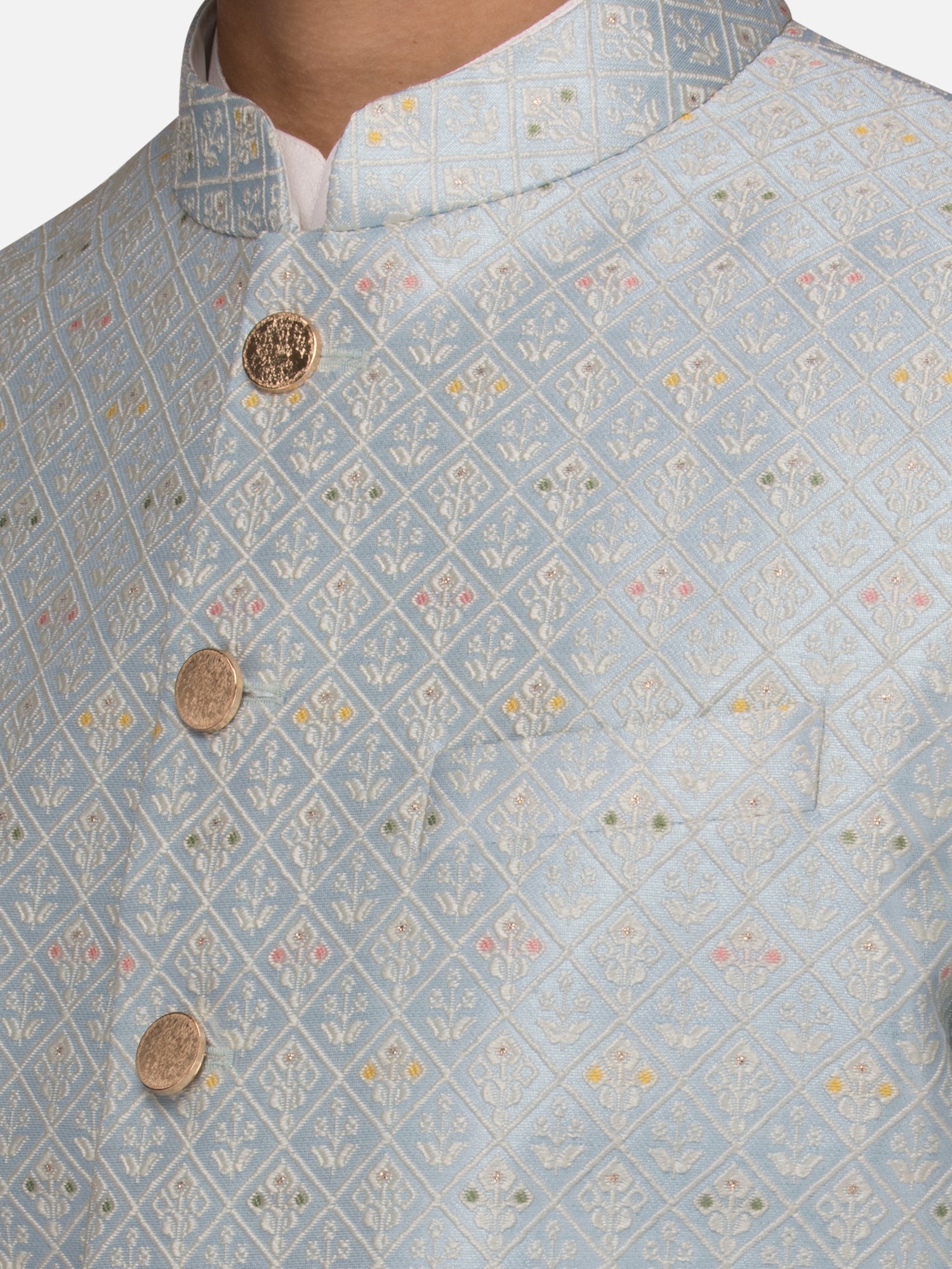 Pastel blue Flora Sherwani