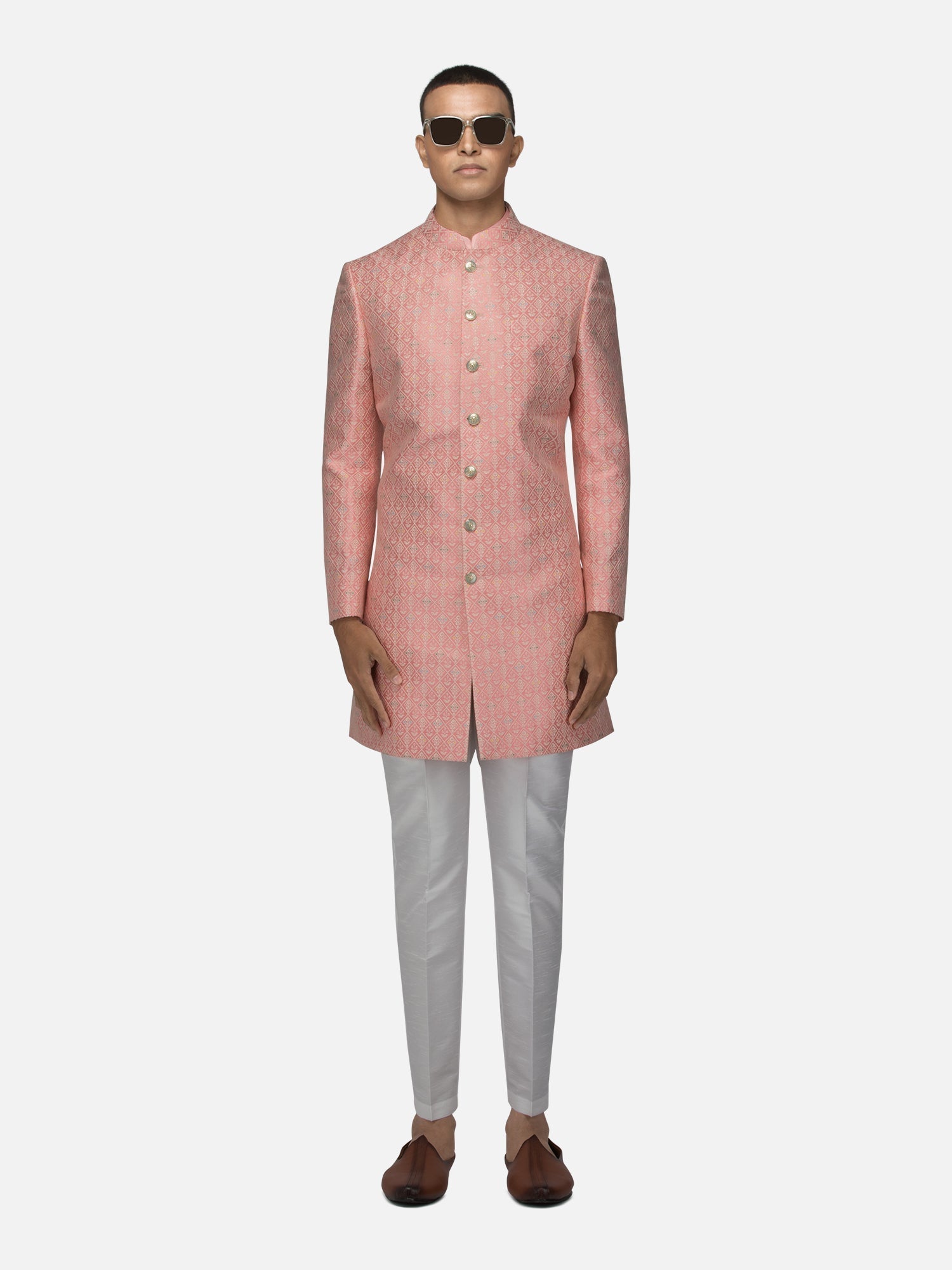 Peach Flora sherwani