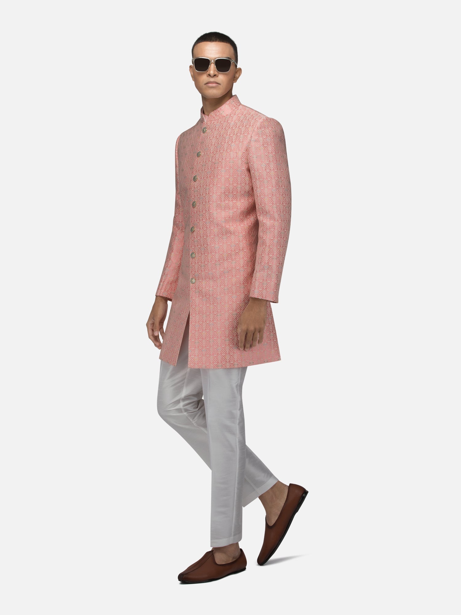 Peach Flora sherwani